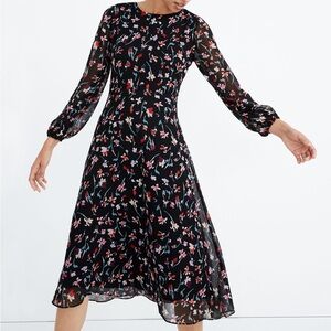 Madewell Sheer-Sleeve Midi Dress in Drifting Flowers 6